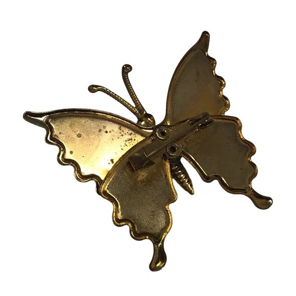 Vintage Enamel Butterfly Brooch Glittery Jewelry 1Z1-25 - Picture 2 of 2